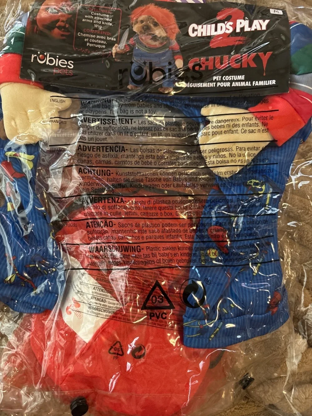 NWOT Rubies Pets Child's Play Chucky Walking Pet Costume for Dogs - M